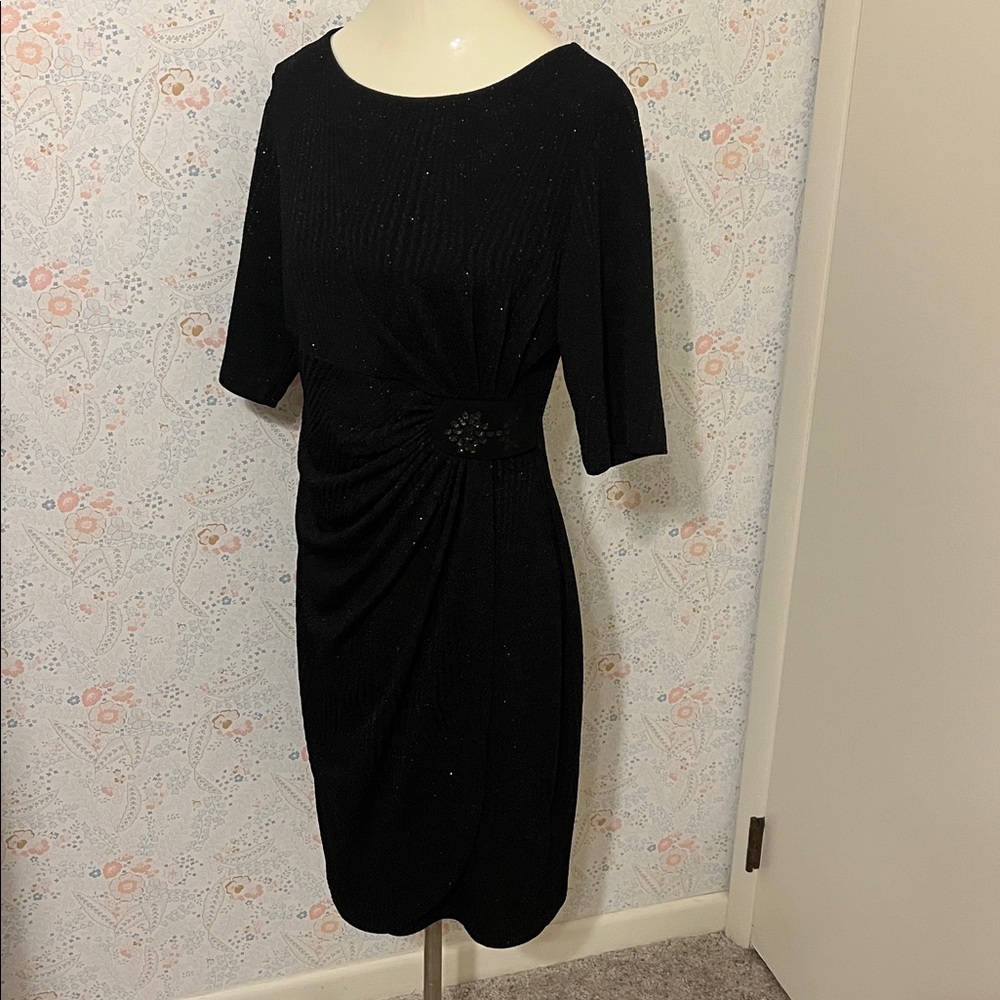 Signature by Robbie Bee Black Dress with Silver Accents